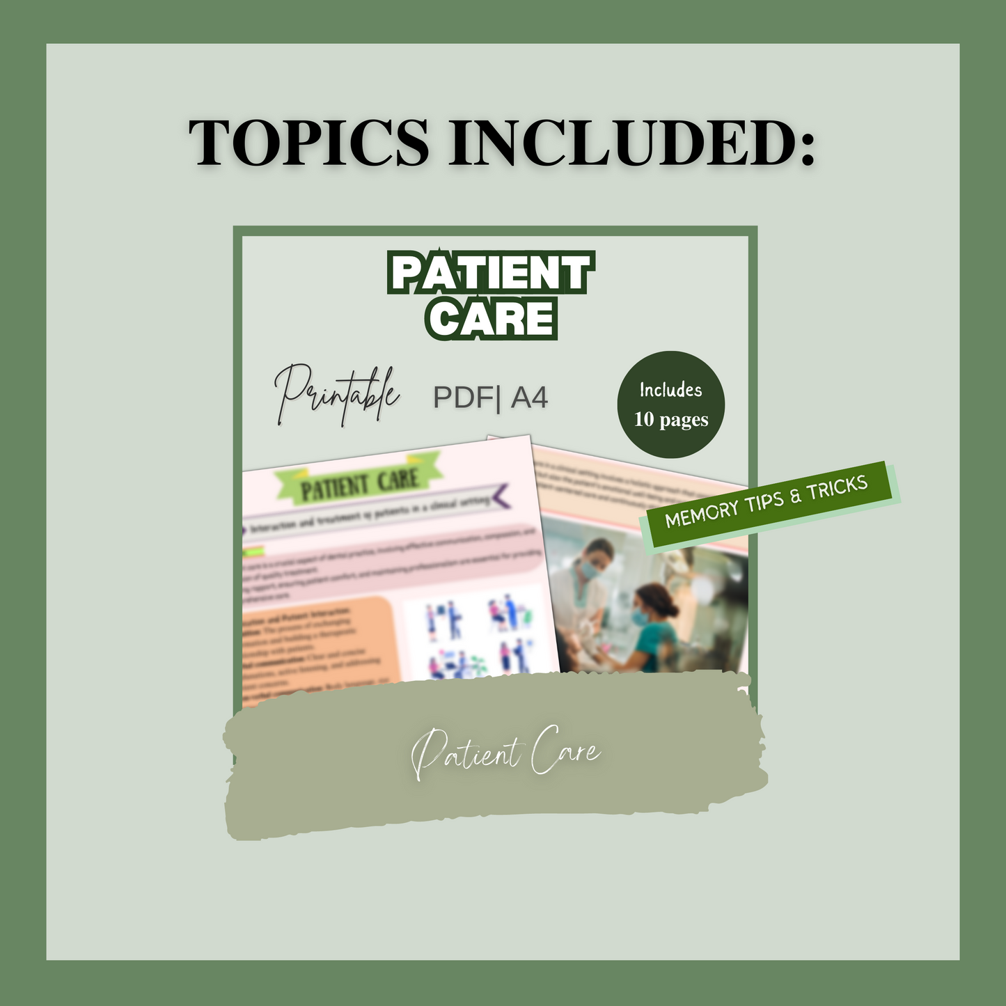 Patient Care | 10 Pages | 8 Topics